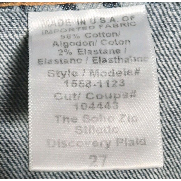 Current/Elliott  Soho Zip Stiletto Skinny Plaid Lightweight Jeans Size 27 / 4 US - Picture 8 of 9